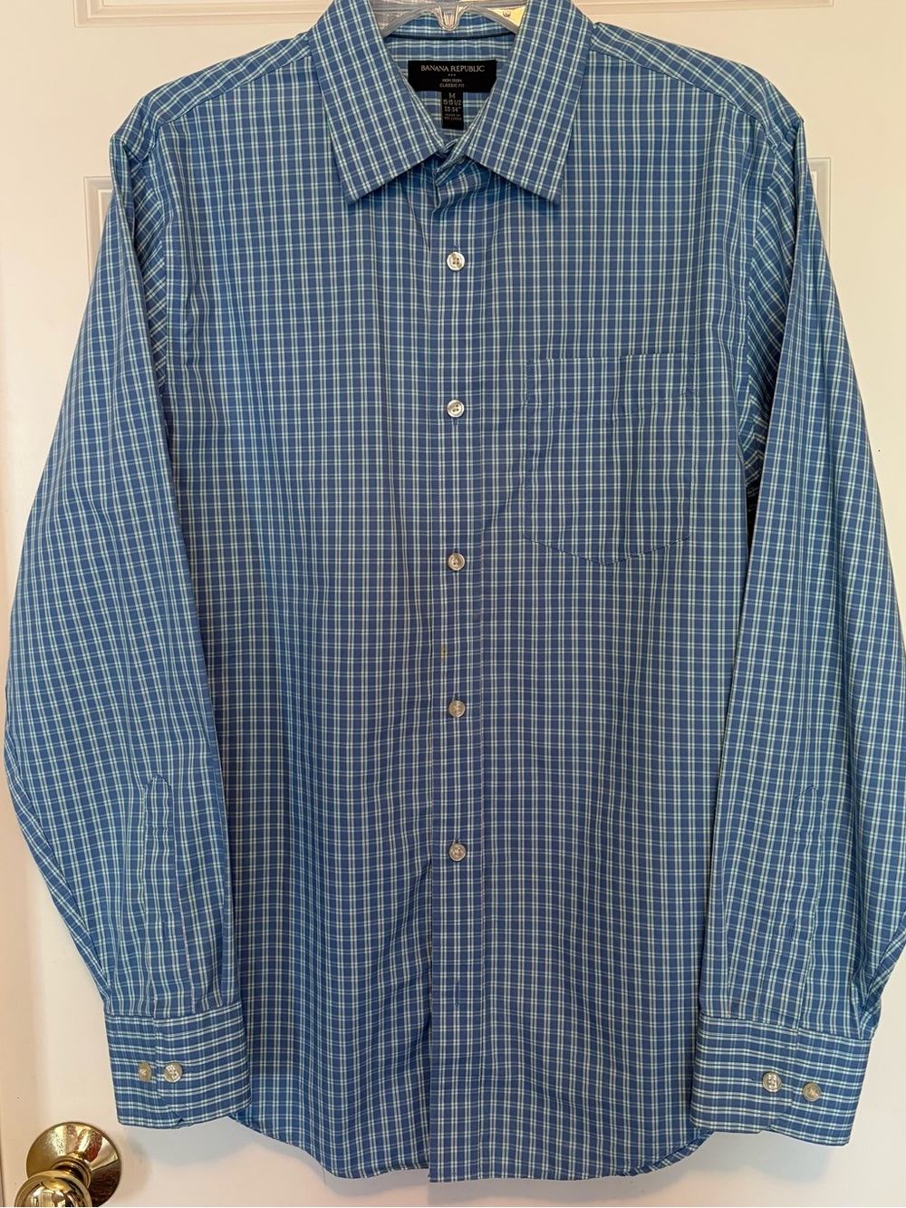 Banana Republic Men's Blue Plaid Dress Shirt